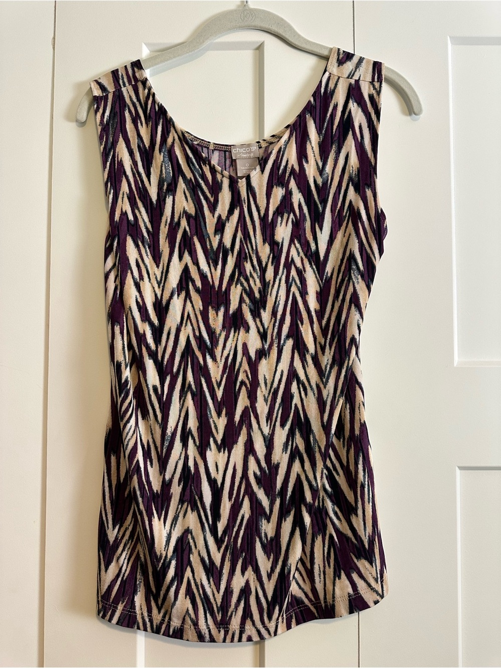 Chico's Purple and Cream Printed Tank Top